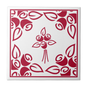 Azulejo De Cerâmica Azulejo Rosa vermelha Square Motif Cerâmica