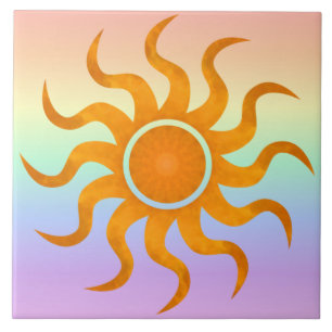 Azulejo De Cerâmica Azulejo Sun Pastel Rainbow Grande Decoração Sun