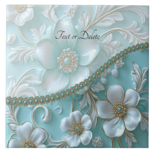 Azulejo De Cerâmica Azulejo Teal White Floral Cerâmica