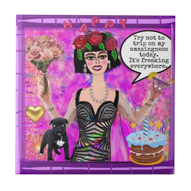 Azulejo De Cerâmica AZULEJO-Tente não tropeçar na minha maravilha (Frente)