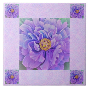 Azulejo De Cerâmica Azulejo/Trivet de cerâmica - Peonie de Lavanda