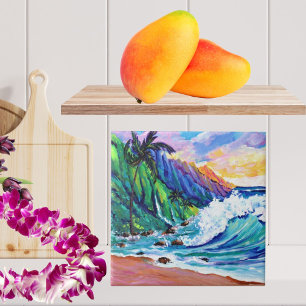 Azulejo De Cerâmica Azulejo Tropical Na Pali, Havaiano, Cerâmica
