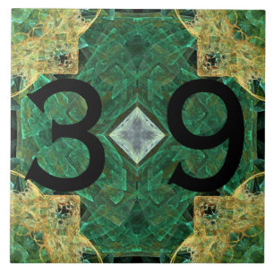 Azulejo De Cerâmica Azulejo verde Dourado do teste padrão do número 