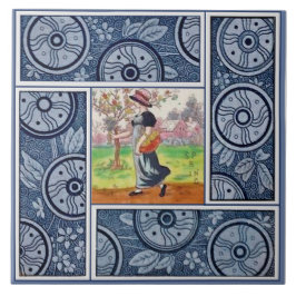 Azulejo De Cerâmica Azulejos: Primavera por Kate Greenaway Repro 1880