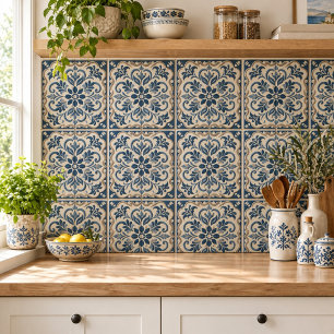 Azulejo De Cerâmica Azuljo Floral Azul Elegante - Design