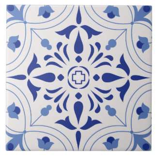 Azulejo De Cerâmica Azure Bloom Cross