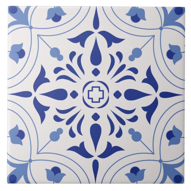 Azulejo De Cerâmica Azure Bloom Cross (Frente)