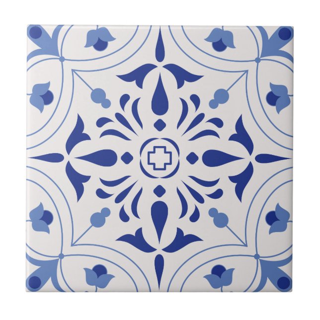 Azulejo De Cerâmica Azure Bloom Cross (Frente)