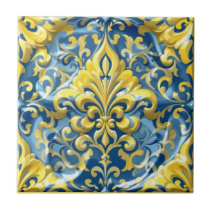 Azulejo De Cerâmica Azure Dourada Damask
