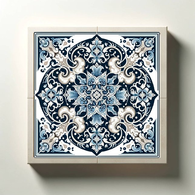 Azulejo De Cerâmica Azure Lotus Majestade (Criador carregado)