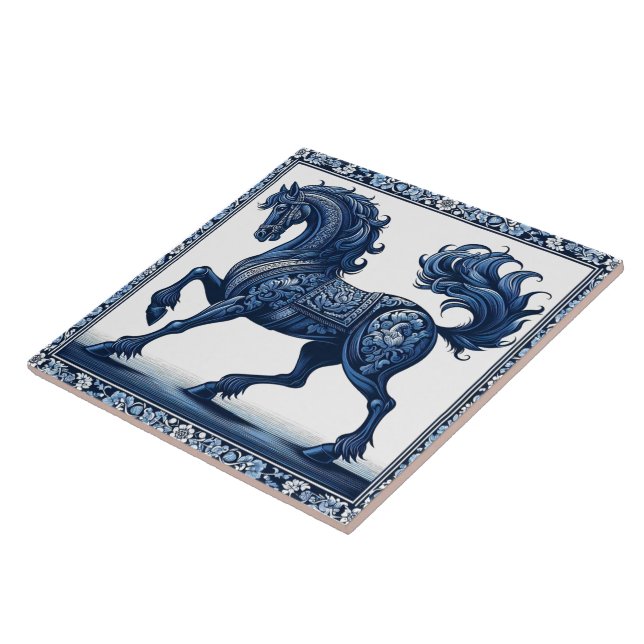 Azulejo De Cerâmica Azure Stallion: Grace Botânica (Lateral)