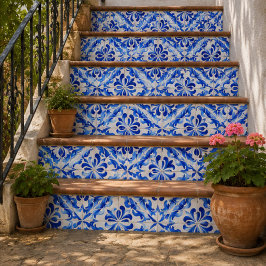 Azulejo De Cerâmica Azure Waves Watercolor Blue Ornamental Mosaic