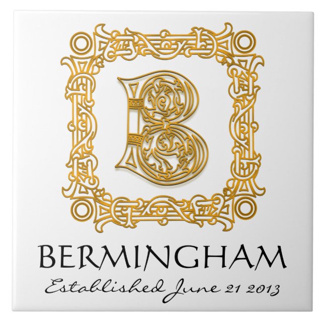 Azulejo De Cerâmica "B" Apelido Casamento Aniversário Dia do Monograma (Frente)