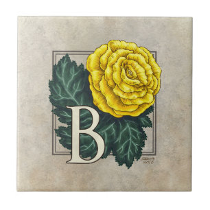Azulejo De Cerâmica "B para Begonia" Monograma da Flor