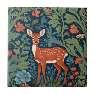 Azulejo De Cerâmica Baby Deer William Morris estilo Esquerdo Virado pa