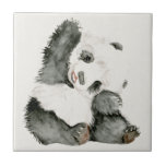 Azulejo De Cerâmica Baby Panda | Cuta e Furto<br><div class="desc">Este impressão de aquarela apresenta um panda macio e pelado  | Por Melissa Wang</div>