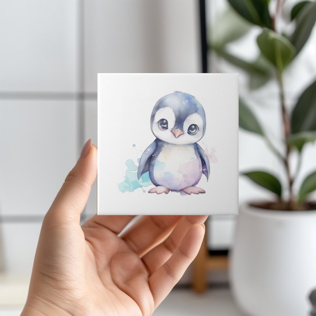 Azulejo De Cerâmica Baby Penguin Cerâmica Azulejo (Add a touch of whimsy to your bathroom with our adorable penguin ceramic tile! 🐧💙 )