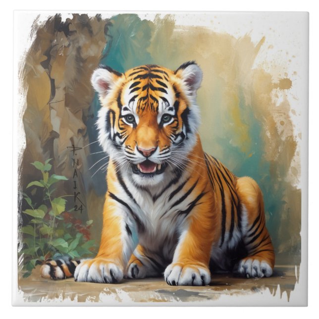 Azulejo De Cerâmica Baby Tiger (Frente)