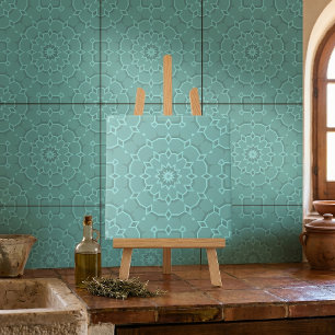 Azulejo De Cerâmica Backsplash Geométrico do Mosaico do Teal Azul Eleg