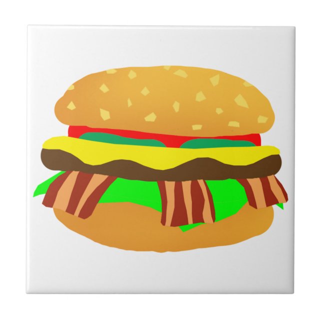 Azulejo De Cerâmica Bacon Cheeseburger (Frente)