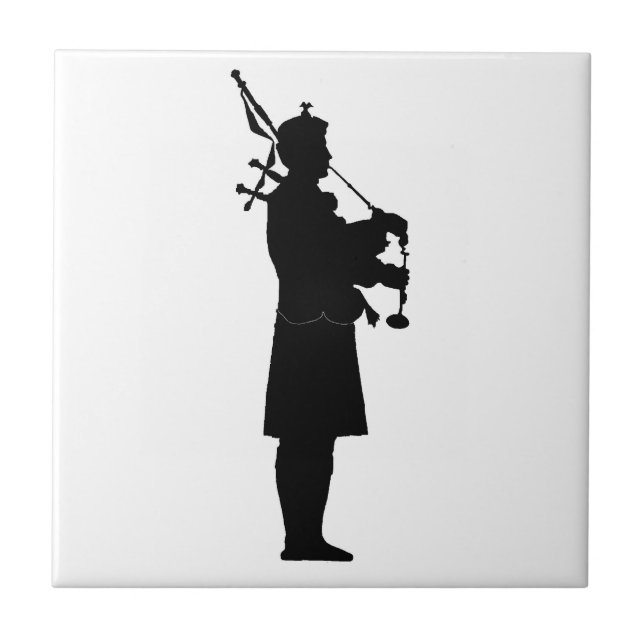 Azulejo De Cerâmica Bagpiper escocês Silhouette (Frente)