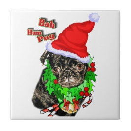 Azulejo De Cerâmica Bah Hum Pug Christmas