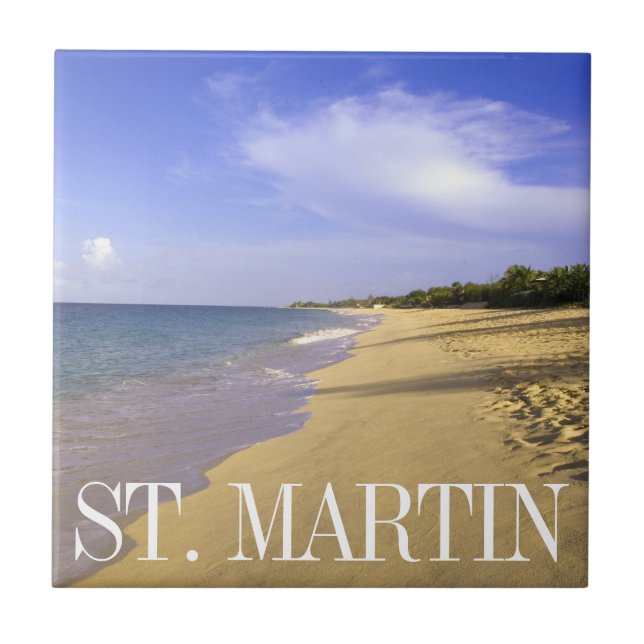 Azulejo De Cerâmica Baie Longue Bay Beach, Rua Martin. (Frente)