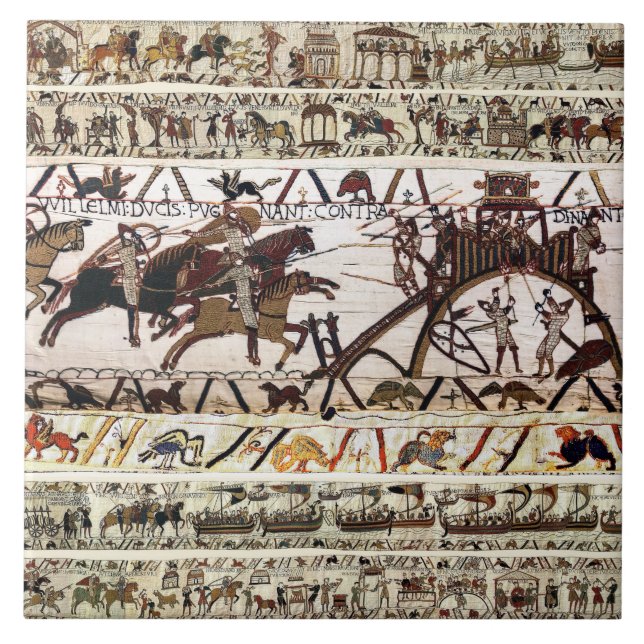 AZULEJO DE CERÂMICA  BAIEUX TAPESTRY SIEGE DE DINAN, ATAQUE AO CASTELO (Frente)