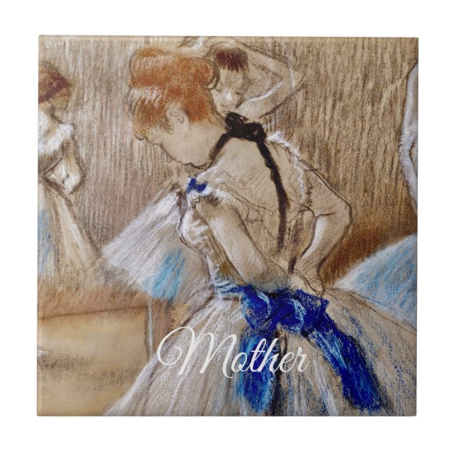 Azulejo De Cerâmica Bailarina Degas com Laço Azul (Frente)