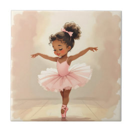 Azulejo De Cerâmica Bailarina Menina com Tutu Rosa 