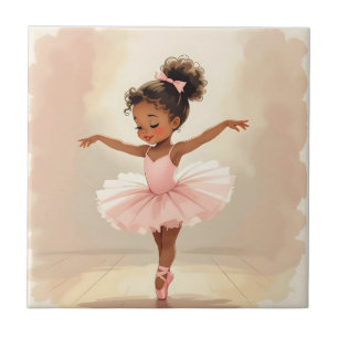 Azulejo De Cerâmica Bailarina Menina com Tutu Rosa