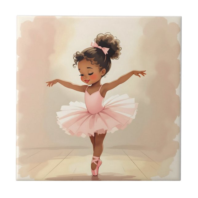 Azulejo De Cerâmica Bailarina Menina com Tutu Rosa  (Frente)