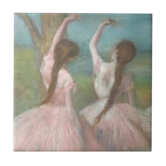 Azulejo De Cerâmica Bailarinas em Rosa Edgar Degas (Frente)