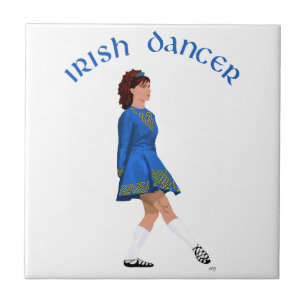 Azulejo De Cerâmica Bailarino Irlandês de Sapato Macio em Azul