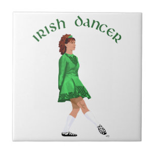 Azulejo De Cerâmica Bailarino Irlandês de Sapato Macio em Verde