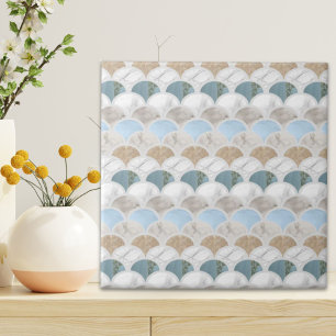 Azulejo De Cerâmica balanças de sereia pastel branco azul-aqua da prai