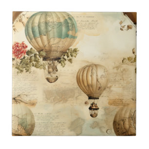 Azulejo De Cerâmica Balão de Vintage Ar Quente em Paisagem Serena (9)