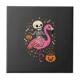 Azulejo De Cerâmica Balde de Doces de Esqueleto de Flamingo de Hallowe
