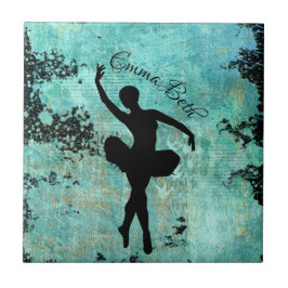 Azulejo De Cerâmica Balé Ballerina Silhouette em Azul