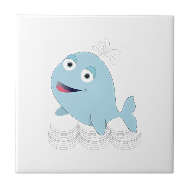 Azulejo De Cerâmica Baleia Azul (Frente)