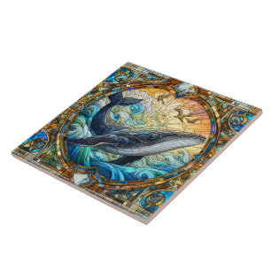 Azulejo De Cerâmica Baleia Majestosa em Vidro Estreito