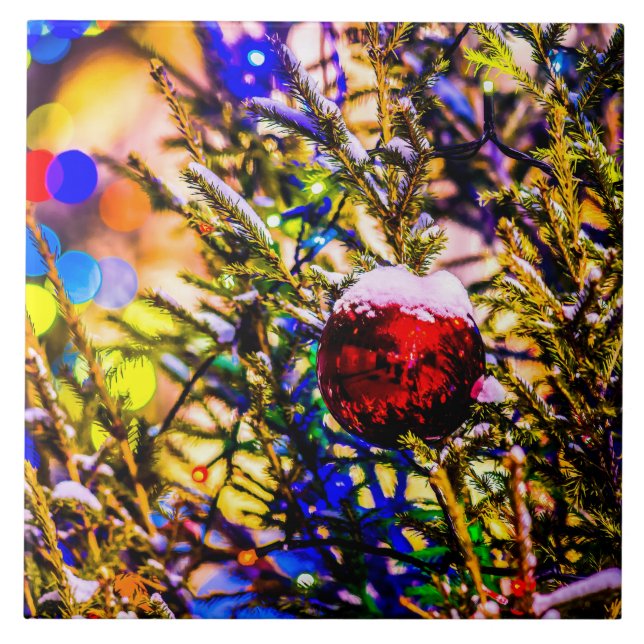 Azulejo De Cerâmica Ball Red de Natal (Frente)