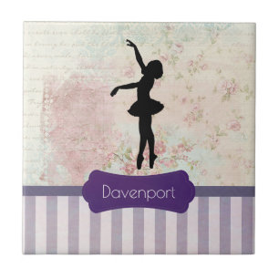 Azulejo De Cerâmica Ballerina Silhouette sobre o padrão venoso legant