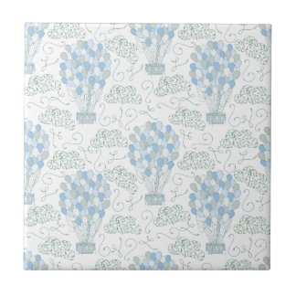 Azulejo De Cerâmica Balões de ar quente azul berçário decoração da par