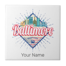 Azulejo De Cerâmica Baltimore Maryland United States Skyline Vintage