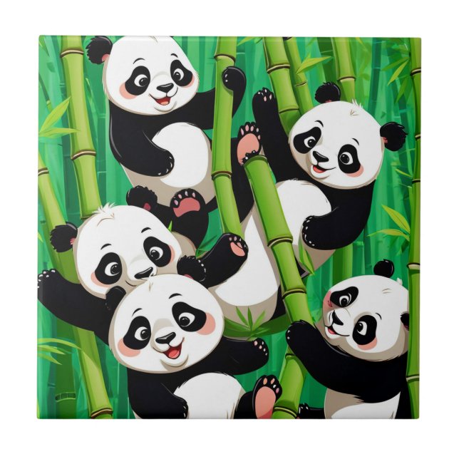 Azulejo De Cerâmica Bamboo Panda (Frente)