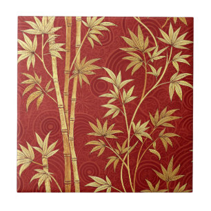 Azulejo De Cerâmica Bambu Carmesim East Asiático (1)