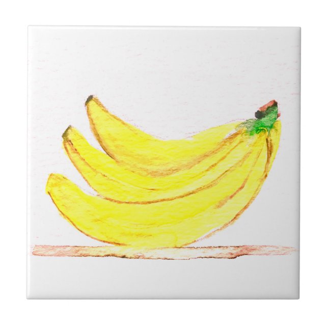 Azulejo De Cerâmica Bananas fruta aquarela Cozinha Tropical Russa (Frente)