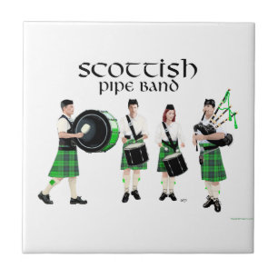 Azulejo De Cerâmica Banda de Gaita Escocesa - Kilts Verdes