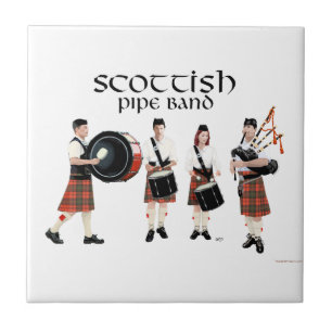 Azulejo De Cerâmica Banda de Gaita Escocesa - Kilts Vermelhos
